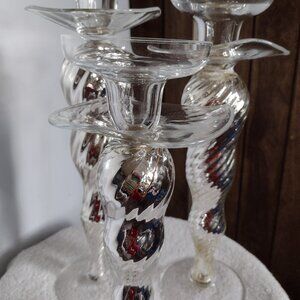 Mercury Glass Style Candle Sticks Set of 3